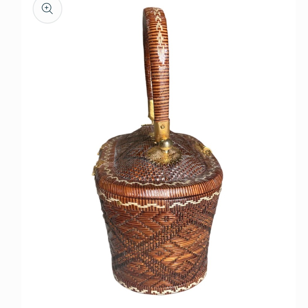 SUGARCOAT HOME
Vintage Thai Woven Rattan Bag with red velvet interior & mirror - Picture 7 of 7